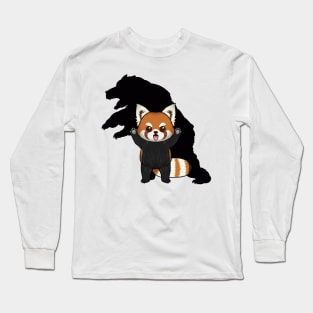 Shadows of Play: Red Panda and Bear Silhouette Long Sleeve T-Shirt